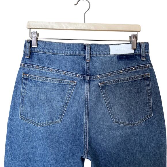 RE/DONE 70s High Rise Studded Moon Wash Straight Leg Jeans Size 29 EUC - Picture 5 of 11